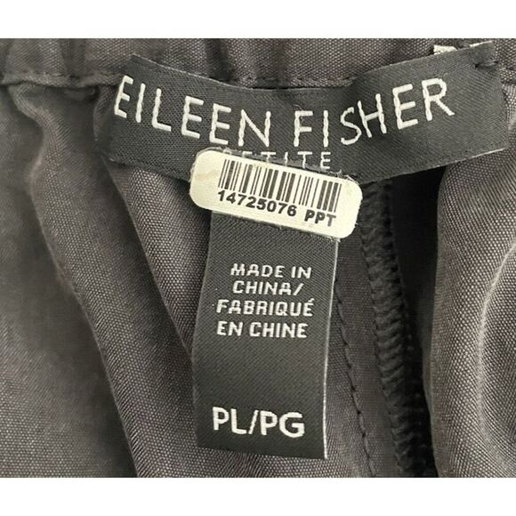 Eileen Fisher L Petite Pull On Elastic Waist Tencel Lyocell Crop Pants Gray LP - Picture 3 of 10